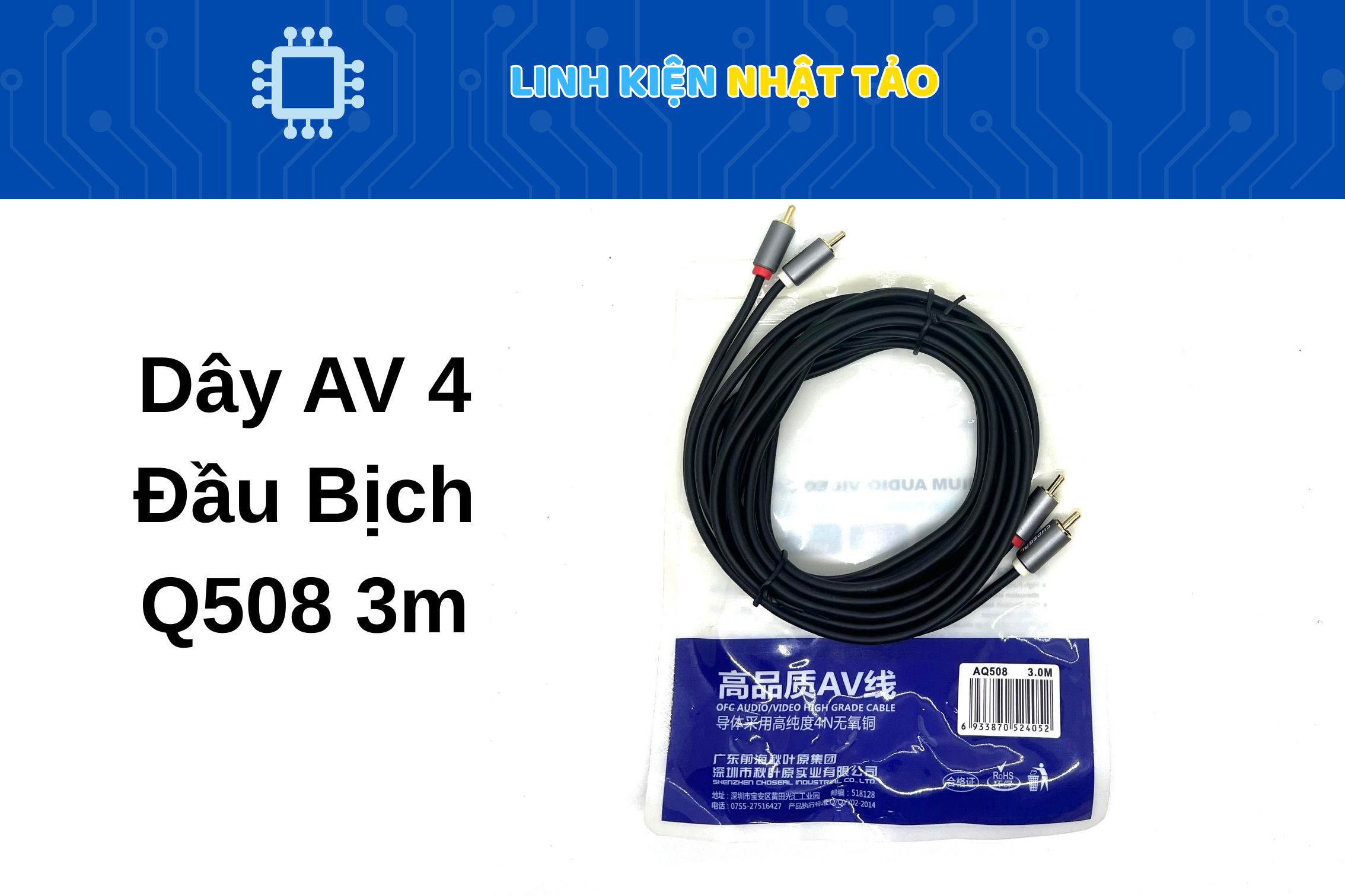 Dây AV 4 Đầu Bịch Q508 3m 01